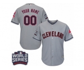 Youth Majestic Cleveland Indians Customized Authentic Grey Road 2016 World Series Bound Cool Base MLB Jersey