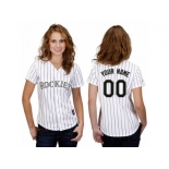 Women's Majestic Colorado Rockies Customized Replica White Home Cool Base MLB Jersey