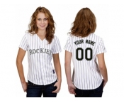 Women's Majestic Colorado Rockies Customized Replica White Home Cool Base MLB Jersey