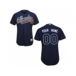 Coustom Atlanta Braves Jersey Blue Road Cool Base Baseball