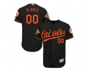 Men's Baltimore Orioles Majestic Alternate Black 2017 Authentic Flex Base Custom Jersey with All-Star Game Patch