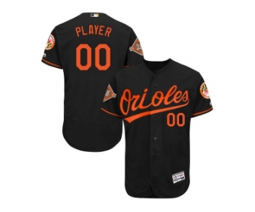 Men's Baltimore Orioles Majestic Alternate Black 2017 Authentic Flex Base Custom Jersey with All-Star Game Patch