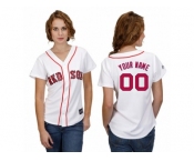 Women's Majestic Boston Red Sox Customized Replica White Home Cool Base MLB Jersey