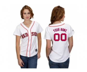 Women's Majestic Boston Red Sox Customized Replica White Home Cool Base MLB Jersey