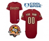 Customized Houston Astros Jersey Red Road Cool Base 45th Anniversary Patch Baseball