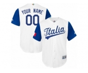 Men's Italy Baseball Majestic Customized White 2017 World Baseball Classic Replica Team Jersey