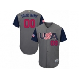 Men's USA Baseball Majestic Customized Gray 2017 World Baseball Classic Authentic Team Jersey