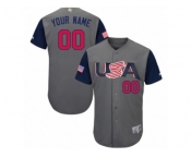 Men's USA Baseball Majestic Customized Gray 2017 World Baseball Classic Authentic Team Jersey