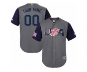 Men's USA Baseball Majestic Customized Gray 2017 World Baseball Classic Replica Team Jersey