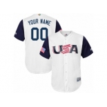 Men's USA Baseball Majestic Customized White 2017 World Baseball Classic Replica Team Jersey