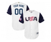 Men's USA Baseball Majestic Customized White 2017 World Baseball Classic Replica Team Jersey