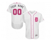 Men's Majestic Detroit Tigers Customzied Authentic White 2016 Mother's Day Fashion Flex Base MLB Jersey