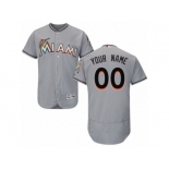 Men's Majestic Miami Marlins Customized Grey Flexbase Authentic Collection MLB Jersey