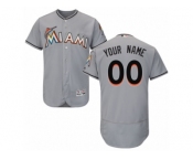 Men's Majestic Miami Marlins Customized Grey Flexbase Authentic Collection MLB Jersey