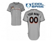 Women's Majestic Miami Marlins Customized Replica Grey Road Cool Base MLB Jersey