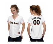 Women's Majestic Miami Marlins Customized Replica White Home Cool Base MLB Jersey