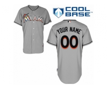 Youth Majestic Miami Marlins Customized Replica Grey Road Cool Base MLB Jersey