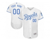 Men's Majestic Kansas City Royals Customized Authentic White 2016 Father's Day Fashion Flex Base MLB Jersey