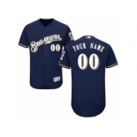 Men's Majestic Milwaukee Brewers Customized Navy Blue Flexbase Authentic Collection MLB Jersey