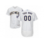 Men's Majestic Milwaukee Brewers Customized White Flexbase Authentic Collection MLB Jersey