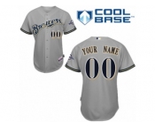 Women's Majestic Milwaukee Brewers Customized Authentic Grey Road Cool Base MLB Jersey