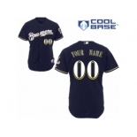 Women's Majestic Milwaukee Brewers Customized Replica Navy Blue Alternate Cool Base MLB Jersey