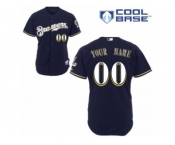 Women's Majestic Milwaukee Brewers Customized Replica Navy Blue Alternate Cool Base MLB Jersey