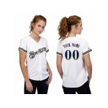 Women's Majestic Milwaukee Brewers Customized Replica White Home Cool Base MLB Jersey