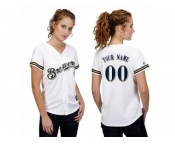 Women's Majestic Milwaukee Brewers Customized Replica White Home Cool Base MLB Jersey