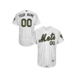 Men's Majestic New York Mets Customized Authentic White 2016 Memorial Day Fashion Flex Base MLB Jersey