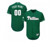 Men's Majestic Philadelphia Phillies Customized Green Celtic Flexbase Authentic Collection MLB Jersey