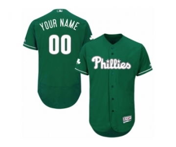 Men's Majestic Philadelphia Phillies Customized Green Celtic Flexbase Authentic Collection MLB Jersey