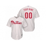 Women's Majestic Philadelphia Phillies Customized Replica White Red Strip Home Cool Base MLB Jersey