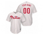 Women's Majestic Philadelphia Phillies Customized Replica White Red Strip Home Cool Base MLB Jersey