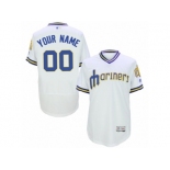 Men's Seattle Mariners Majestic Customized White Flex Base Authentic Collection Throwback Jersey