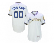 Men's Seattle Mariners Majestic Customized White Flex Base Authentic Collection Throwback Jersey