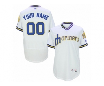 Men's Seattle Mariners Majestic Customized White Flex Base Authentic Collection Throwback Jersey