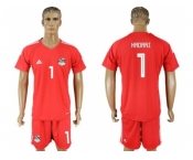 Egypt #1 Hadari Red Goalkeeper Soccer Country Jersey