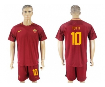 Roma #10 Totti Red Home Soccer Club Jersey