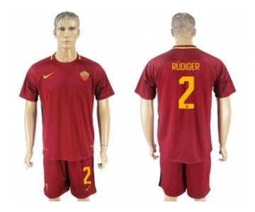 Roma #2 Rudiger Red Home Soccer Club Jersey