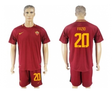 Roma #20 Fazio Red Home Soccer Club Jersey