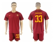 Roma #33 Emerson Red Home Soccer Club Jersey