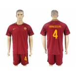 Roma #4 Nainggolan Red Home Soccer Club Jerse