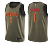 Youth Atlanta Hawks #1 Evan Turner Swingman Green Salute to Service Basketball Jersey