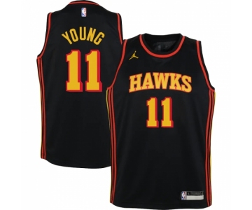 Youth Atlanta Hawks #11 Trae Young Jordan Brand Black 2020-21 Swingman Player Jersey