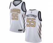 Youth Nike Atlanta Hawks #55 Dikembe Mutombo Swingman White NBA Jersey - City Edition