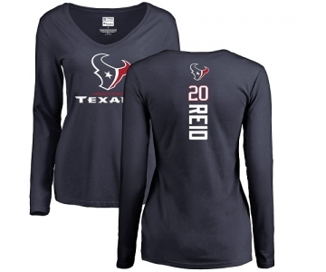 NFL Women's Nike Houston Texans #20 Justin Reid Navy Blue Backer Long Sleeve T-Shirt