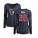 NFL Women's Nike Houston Texans #20 Justin Reid Navy Blue Name & Number Logo Long Sleeve T-Shirt