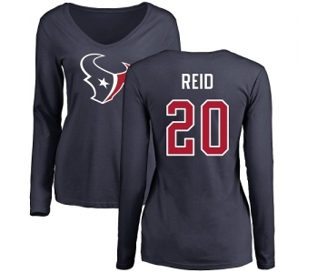 NFL Women's Nike Houston Texans #20 Justin Reid Navy Blue Name & Number Logo Long Sleeve T-Shirt