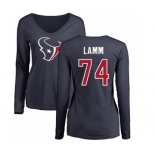 NFL Women's Nike Houston Texans #74 Kendall Lamm Navy Blue Name & Number Logo Long Sleeve T-Shirt